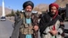 Taliban soldiers patrolling a street in Panjshir on December 9.