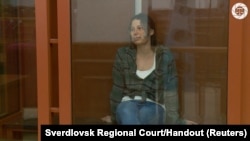 Ksenia Karelina appears in court Yekaterinburg in June.