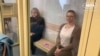 Maryna Zolatava (left) and Lyudmila Chekina appear in court at their trial in March.