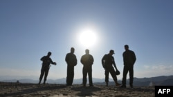 Pakistani soldiers patrol in North Waziristan on the border with Afghanistan.