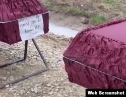 A funeral for Wagner mercenaries in Bakinskaya, Krasnodar region, Russia, on March 19.