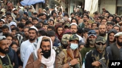 A protest agianst Pakistan in the southeastren Afghan city of Khost after it luanched air strikes allegedly targeting Pakistani Taliban hideouts in the region on April 16.