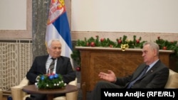 The decision by Serbian President Tomislav Nikolic (right) to meet with convicted war criminal Momcilo Krajisnik on January 11 has raised hackles in Bosnia-Herzegovina. 