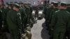 Russian Army conscripts are seen at the Yegorshino regional assembly station before departing for service with the Russian Armed Forces in June.