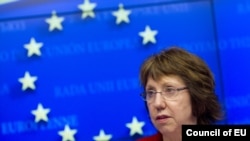 EU foreign policy chief Catherine Ashton at an EU foreign ministers meeting in Brussels in December