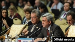 Armenian President Serzh Sarkisian addresses the OSCE summit in Astana.