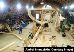 A traditional ship-building workshop in Archangelsk that Sharashkin was invited to visit in April 2021.