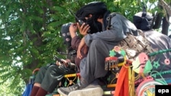 Taliban fighters in Buner district on April 24