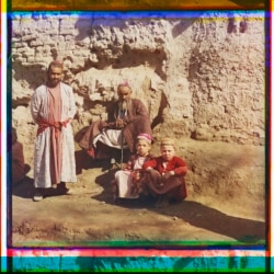 Locals soak up the winter sun in Samarkand.