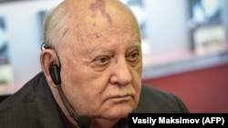 Mikhail Gorbachev speaks during the presentation of his book at a bookstore in Moscow in October 2017.