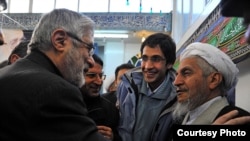 Ayatollah Yusef Sanei (right) has come under attack by hard-liners over his support for opposition leader Mir Hossein Musavi (left).