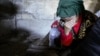 A woman cries in a bomb shelter during fighting over the breakaway region of Nagorno-Karabakh in Shushi on October 8.