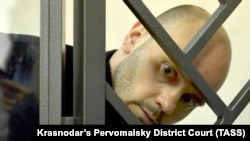 Andrei Pivovarov attends a court hearing in Krasnodar on June 2.