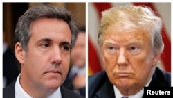 A composite file photo of U.S. President Donald Trump (right) and his onetime personal attorney, Michael Cohen 