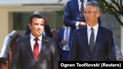 Macedonian Prime Minister Zoran Zaev and NATO Secretary-General Jens Stoltenberg. (file photo)