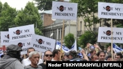 Opposition protesters rally for a fifth and final day in Tbilisi on May 25.