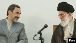 Ali Akbar Velayati (left) with Supreme Leader Ayatollah Ali Khamenei