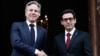 U.S. Secretary of State Antony Blinken (left) shakes hands with French Foreign Minister Stephane Sejourne prior to their meeting in Paris on April 2. 