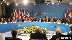 A general view of the informal meeting of NATO foreign ministers in Tallinn on April 22