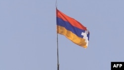 The flag of the unrecognized republic of Nagorno-Karabakh -- not acceptable at UN headquarters.