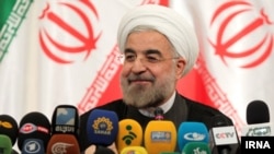 Hassan Rohani speaks at his first press conference since the Iranian vote on June 14.