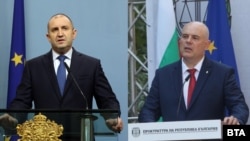 The incident stemmed from demonstrations after prosecutors led by Prosecutor-General Ivan Geshev (right) raided the offices of two members of President Rumen Radev's (left) staff. (combo image)