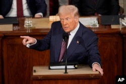 President Donald Trump addresses a joint session of Congress at the Capitol in Washington on March 4.