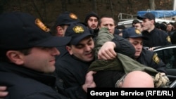 Three veterans were detained by the police on Heroes' Square in Tbilisi on January 3.