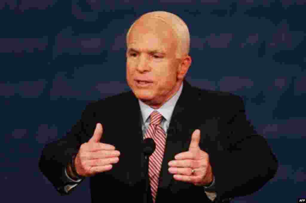 McCain responded by saying Obama's foreign policy was "naive" and that it was "dangerous" to "sit down across the table from someone [Iran] who has called Israel a 'stinking corpse,' and wants to destroy that country and wipe it off the map." 