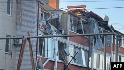 An image posted by Kursk Governov Aleksei Smirnov on Telegram shows damage in the town of Sudzha on August 6.