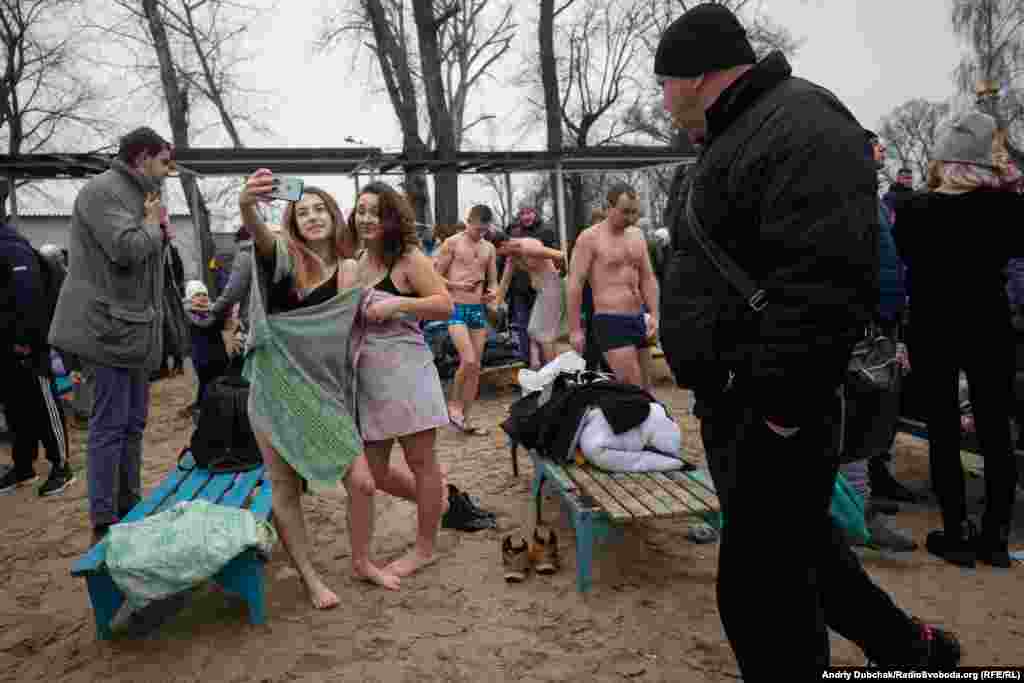 A celebratory selfie after Kyiv&#39;s Epiphany swim.