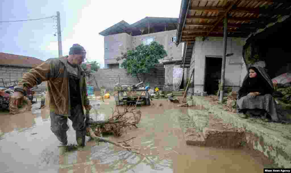 A flooded street in northern Iran.