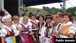 Rusyns in traditional folk dress in Ukraine