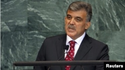 Abdullah Gul addresses the 65th UN General Assembly at UN headquarters in New York on September 23.