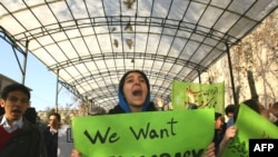 A student protest at Tehran University in December