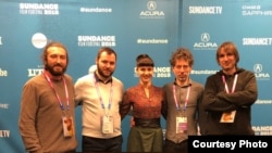 The makers of Honeyland at the Sundance film festival in 2019. 