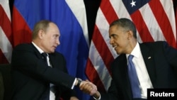 U.S. President Barack Obama meets with his Russian counterpart, Vladimir Putin, in Los Cabos on June 18, their first bilateral talks since Putin returned for a third term in May.