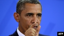 U.S. President Barack Obama during a press conference in Berlin