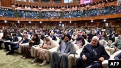 Participants listen to Malala Yousafzai on January 12 at a conference on girls' education in Pakistan.