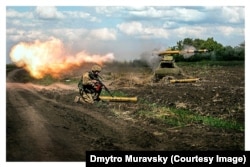 Muravskiy says the Defense Ministry has taken to making posters and advertising material from his war photographs.