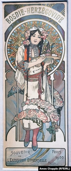 A Mucha-designed poster made as a souvenir from Bosnia's pavilion