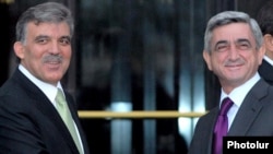 Turkish President Abdullah Gul greeted his Armenian counterpart Serzh Sarkisian in Bursa.