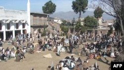 Islamists gather at a camp before a peace rally at Mingora in the Swat valley on February 18.