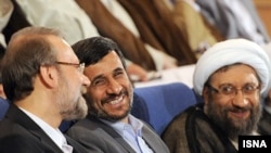 The letter has been sent to several senior Iranian officials, including the head of the judiciary system, Ayatollah Sadegh Larijani (far right). 