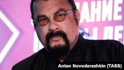 U.S. actor Steven Seagal at a meeting of the A Just Russia-Patriots For Truth bloc in Moscow on May 29.