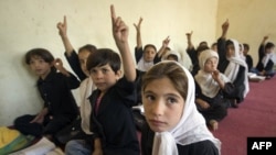 Students attend class at an internationally funded school in Faizabad, Afghanistan