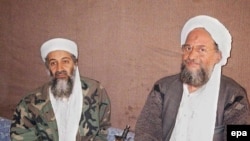 Osama bin Laden (left) and his deputy, Ayman al-Zawahri, at an Afghan hideout in November 2001