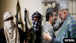 Iran has maintained contact with both the Taliban and the Afghanistan government. In the image on the right, Iranian President Mahmud Ahmadinejad (left) with Afghan counterpart Hamid Karzai.