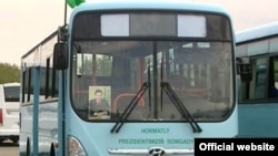 No doubt about where the buses come from in Turkmenistan.