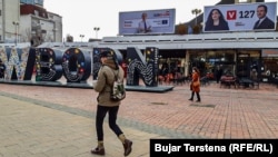 Election campaign posters on the streets of Pristina